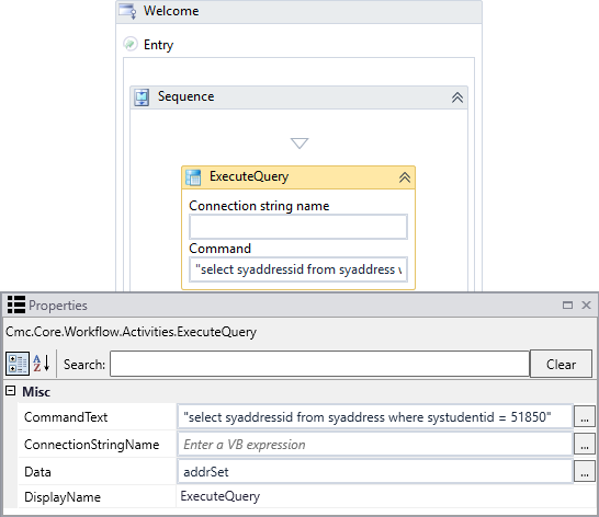 ExecuteQuery to get syaddressid