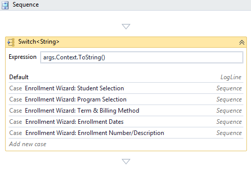 Switch activity with Context string